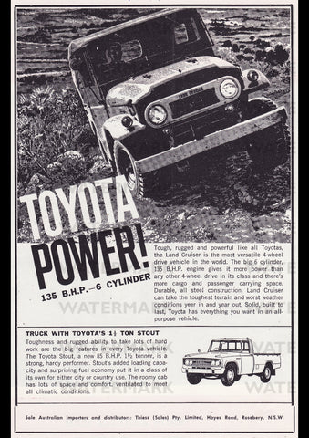 1966 TOYOTA LANDCRUISER & STOUT UTE AUSSIE REPRO AD ART PRINT POSTER