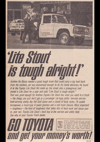 1966 TOYOTA STOUT UTE AUSSIE AD ART PRINT POSTER