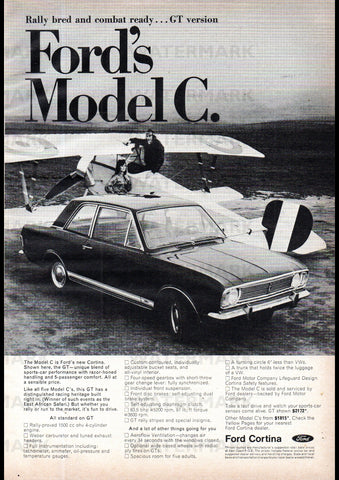 1967 FORD CORTINA MODEL C GT 2 DOOR SEDAN AUSSIE AD ART PRINT POSTER
