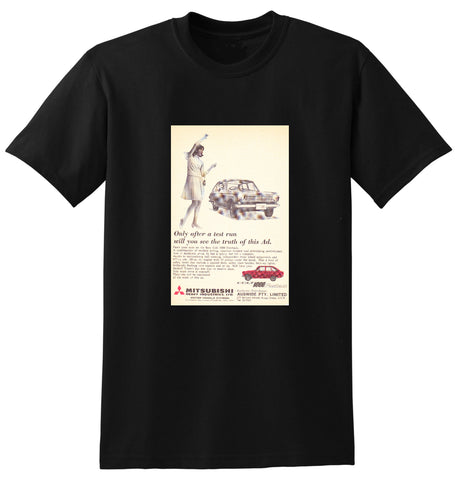 1967 MITSUBISHI COLT 1000 FASTBACK AUSSIE AD TSHIRT