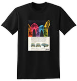 1967 MORRIS MINI DELUXE MORRIS 1100 AUSTIN 1800 BMC AUSSIE AD TSHIRT