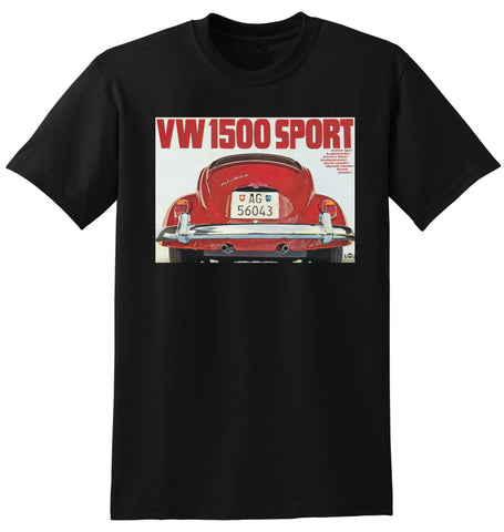 1967 VOLKSWAGEN VW 1500 SPORT BEETLE GERMAN REPRO AD TSHIRT