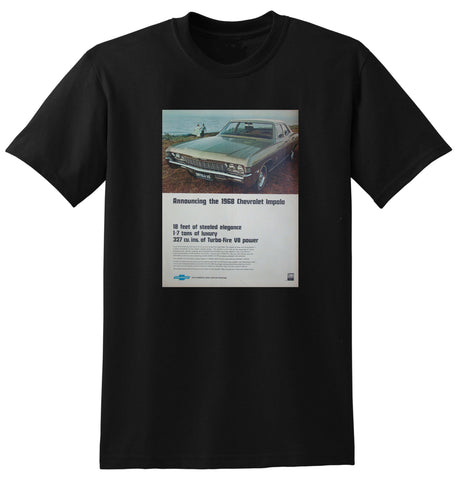 1968 CHEVROLET IMPALA 327 CUBIC INCH SEDAN AUSSIE AD TSHIRT