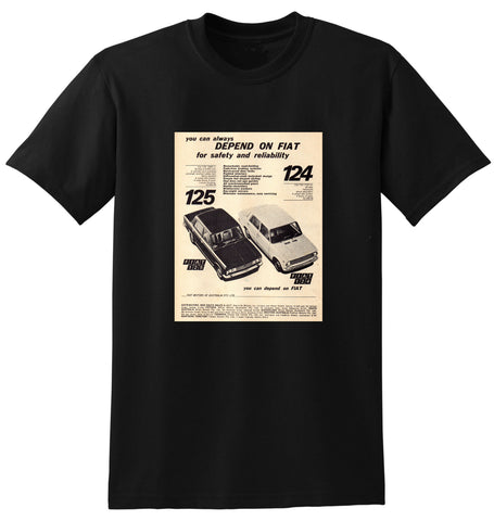 1968 FIAT 124 & 125 SEDAN AUSSIE AD TSHIRT