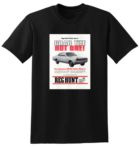 1968 REG HUNT HK HOLDEN MONARO GTS-327 AUSSIE AD TSHIRT