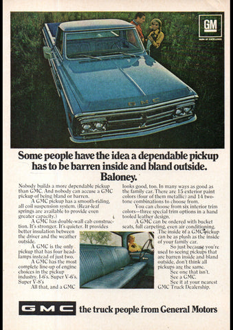 1969 GMC PICKUP TRUCK USA AD ART PRINT POSTER
