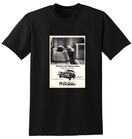 1969 M W MOTORS ALFA ROMEO BERLINA 1750 LUXURY SALOON AUSSIE AD TSHIRT