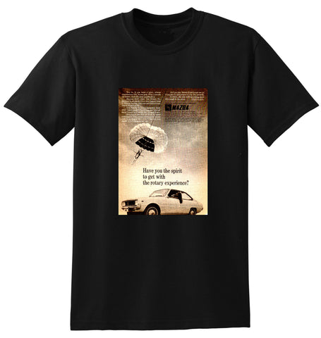 1969 MAZDA R100 ROTARY COUPE AUSSIE AD TSHIRT