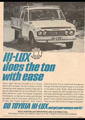 1969 TOYOTA HILUX UTE AUSSIE AD ART PRINT POSTER