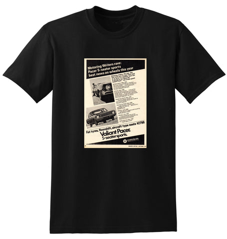 1969 VF CHRYSLER VALIANT PACER 5 SEATER SPORTS AUSSIE AD TSHIRT