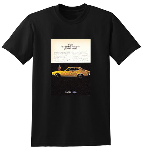 1970 FORD CAPRI DELUXE XL V6GT AUSSIE AD TSHIRT