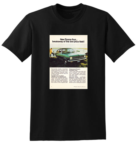 1970 LC HOLDEN TORANA 4 & 6 CYLINDER & GTR AUSSIE AD TSHIRT