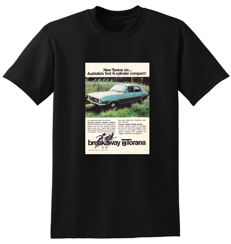 1970 LC HOLDEN TORANA 4 & 6 CYLINDER & GTR AUSSIE AD TSHIRT