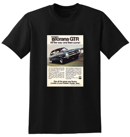 1970 LC HOLDEN TORANA 4 & 6 CYLINDER & GTR AUSSIE AD TSHIRT