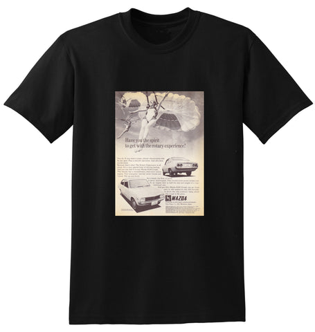 1970 MAZDA R100 ROTARY COUPE AUSSIE AD TSHIRT