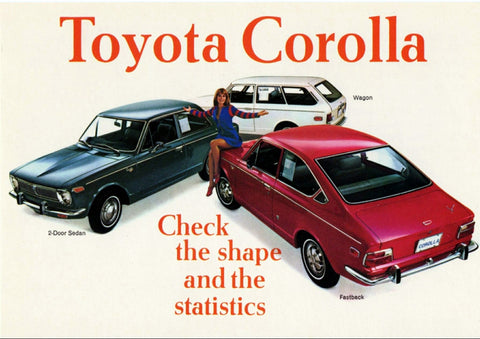 1970 TOYOTA COROLLA 2 DOOR SEDAN WAGON AND FASTBACK REPRO AD ART PRINT POSTER