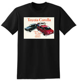 1970 TOYOTA COROLLA 2 DOOR SEDAN WAGON AND FASTBACK REPRO AD TSHIRT