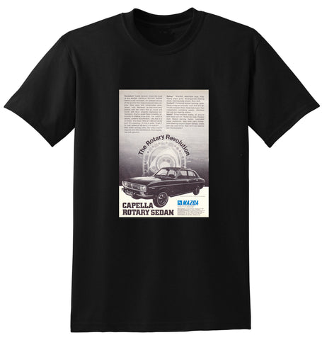 1971 MAZDA CAPELLA ROTARY SEDAN AUSSIE AD TSHIRT