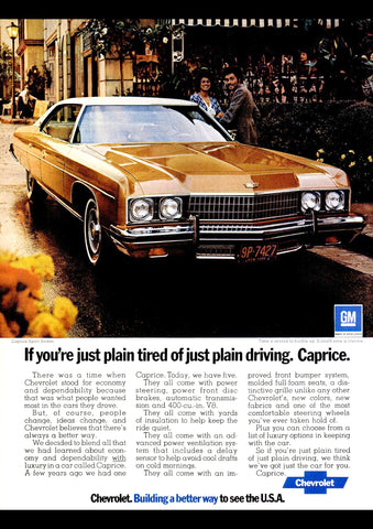 1973 CHEVROLET CAPRICE USA AD ART PRINT POSTER