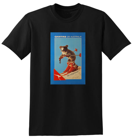 1980s QANTAS SKI AUSTRALIA KOALA TRAVEL AD TSHIRT