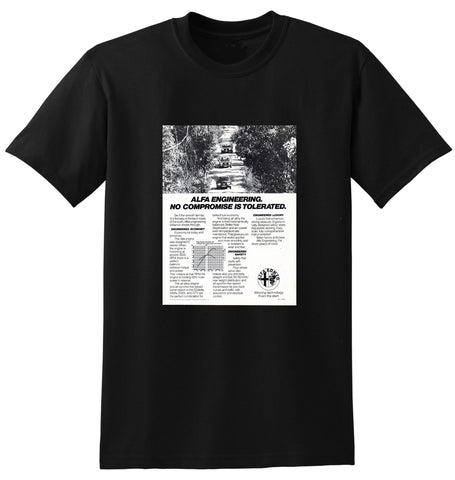 1981 ALFA ROMEO ENGINEERING GIULIETTA ALFETTA 2000L GTV AUSSIE AD TSHIRT