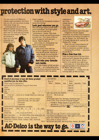 1982 AC-DELCO AIR & OIL FILTERS GM GENERAL MOTORS USA AD ART PRINT POSTER