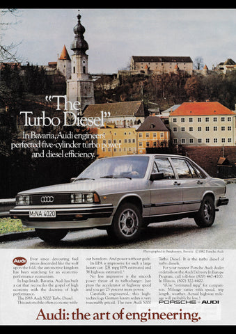 1983 AUDI 5000 TURBO DIESEL USA AD ART PRINT POSTER