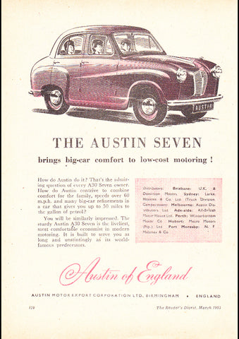 1953 AUSTIN A30 SEVEN AUSSIE REPRO AD ART PRINT POSTER