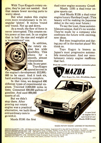 1969 MAZDA R100 COUPE ROTARY AUSSIE REPRO AD ART PRINT POSTER