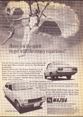 1970 MAZDA R100 ROTARY COUPE AUSSIE REPRO AD ART PRINT POSTER
