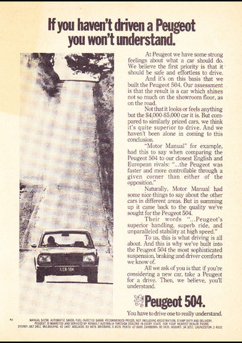 1972-3 PEUGEOT 504 AUSSIE REPRO AD ART PRINT POSTER