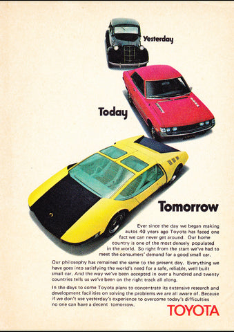 1972-3 TOYOTA YESTERDAY TOMORROW AUSSIE REPRO AD ART PRINT POSTER