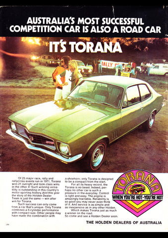 1972 LJ HOLDEN TORANA GTR XU1 AUSSIE REPRO AD ART PRINT POSTER