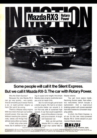 1972 MAZDA RX3 ROTARY COUPE AUSSIE REPRO AD ART PRINT POSTER