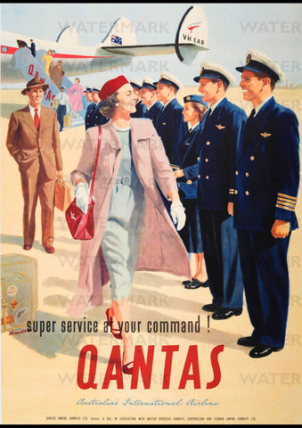 QANTAS 1950s TRAVEL AUSTRALIA AUSSIE AD ART PRINT POSTER