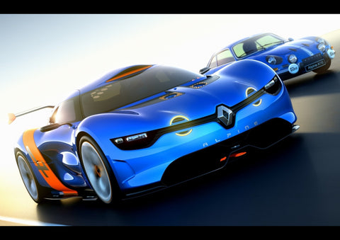 BLUE RENAULT ALPINE ART PRINT PHOTO POSTER