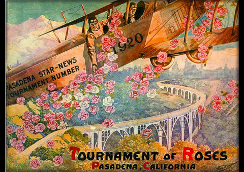 1920 ROSE PARADE PASADENA CALIFORNIA VINTAGE TRAVEL AD ART PRINT POSTER