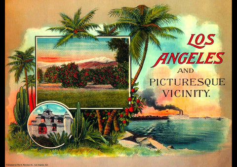 1920s LOS ANGELES AND VICINITY CALIFORNIA VINTAGE TRAVEL AD ART PRINT POSTER