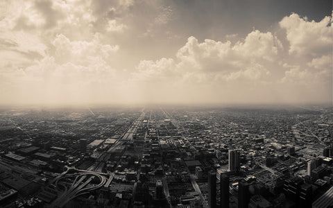 MEGA CITY BLACK AND WHITE GICLEE CANVAS ART PRINT POSTER