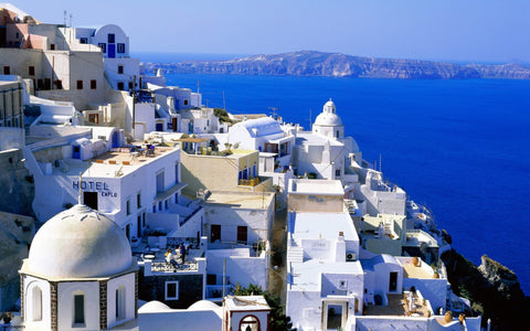 SANTORINI VILLAGE GICLEE CANVAS ART PRINT POSTER