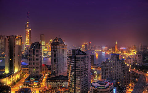 SHANGHAI NIGHT GICLEE CANVAS ART PRINT POSTER