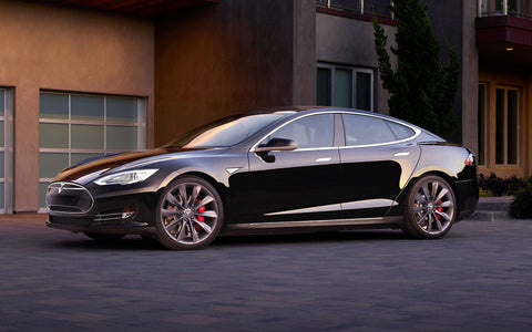 BLACK TESLA MODEL S DUAL MOTOR GICLEE CANVAS ART PRINT POSTER