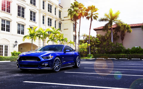 BLUE FORD MUSTANG 2015 GICLEE CANVAS ART PRINT POSTER