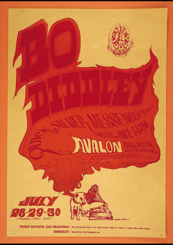 BO DIDDLEY QUICK SILVER MESSENGER SERVICE AVALON BALLROOM 1966 VINTAGE CONCERT POSTER REPRINT