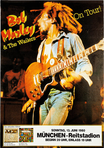 BOB MARLEY GERMAN VINTAGE CONCERT POSTER 1980 REPRINT