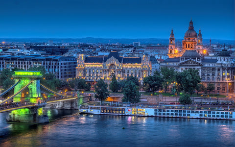 BUDAPEST EVENING GICLEE CANVAS ART PRINT POSTER