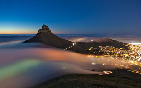 CAPE TOWN FOGGY NIGHT GICLEE CANVAS ART PRINT POSTER