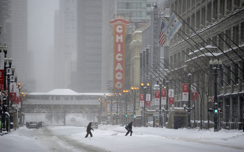 CHICAGO ILLINOIS WINTER GICLEE CANVAS ART PRINT POSTER