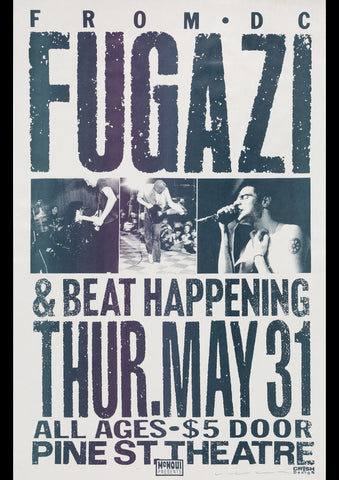 FUGAZI BEAT HAPPENING PINE ST THEATRE 1990 VINTAGE CONCERT POSTER REPRINT