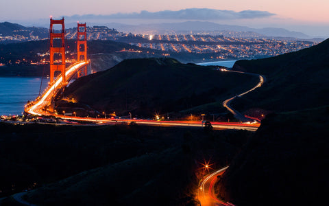 GOLDEN GATE EVENING GICLEE CANVAS ART PRINT POSTER